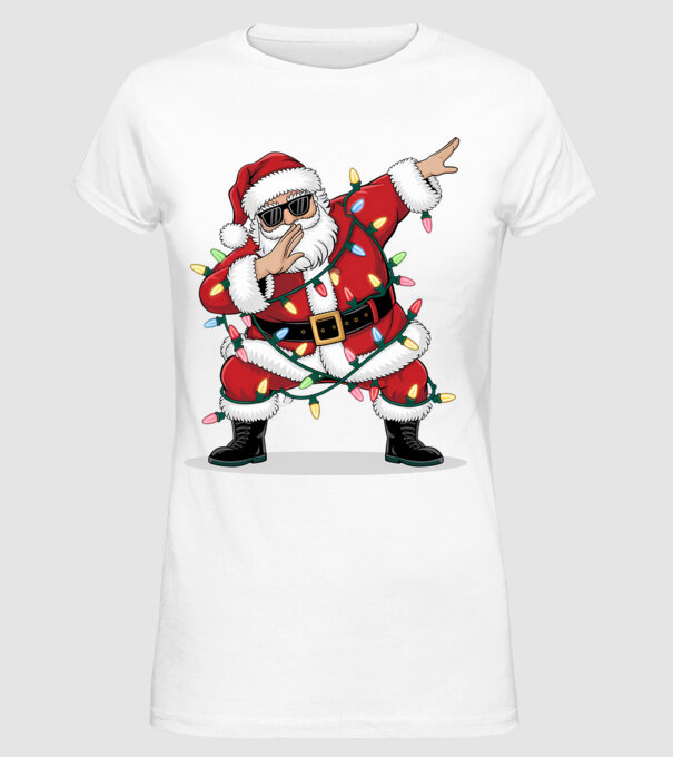 Santa Dab model alb pe tricou