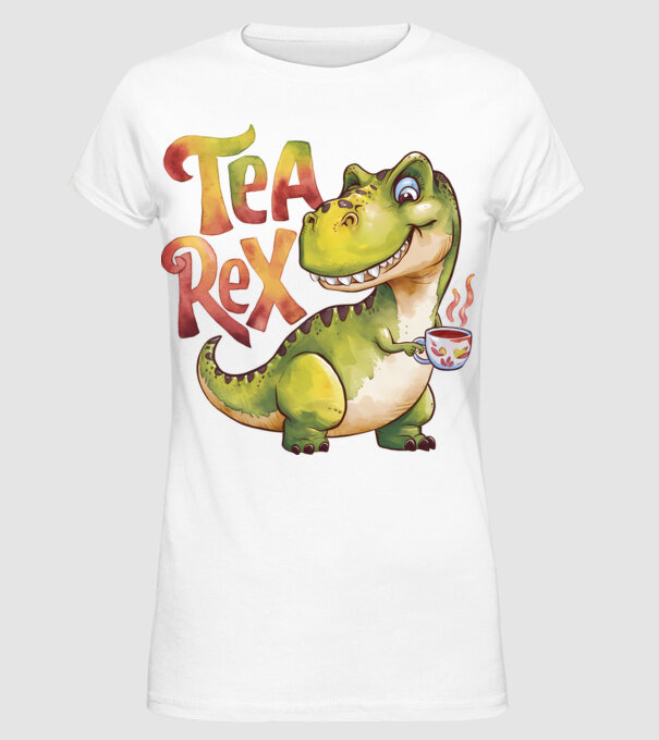 Tea Rex model alb pe tricou