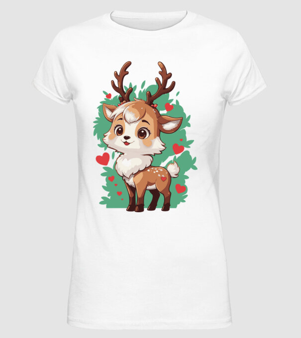 Valentine Deer model alb pe tricou