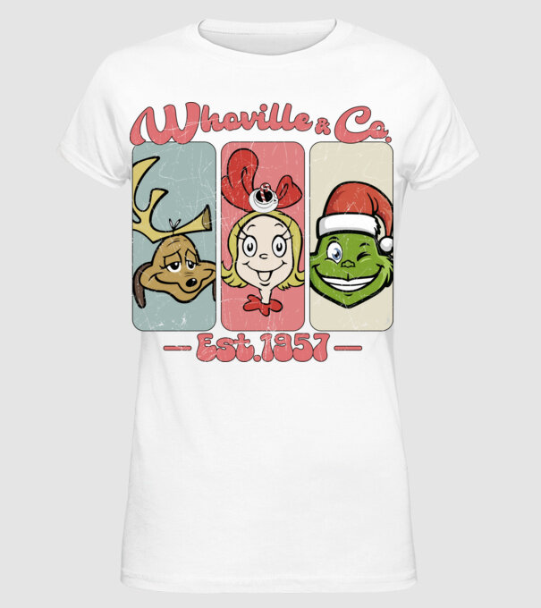 Whoville & Co - Grinch model alb pe tricou