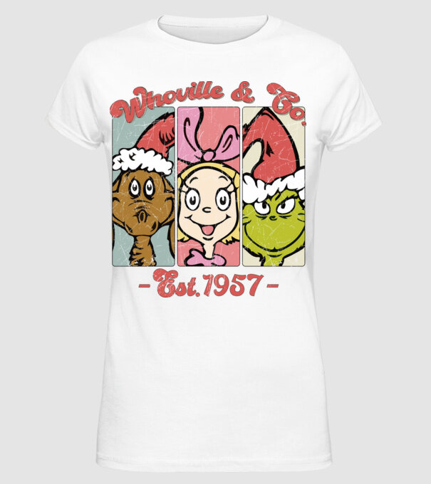 Whoville & Co. - Grinch model alb pe tricou
