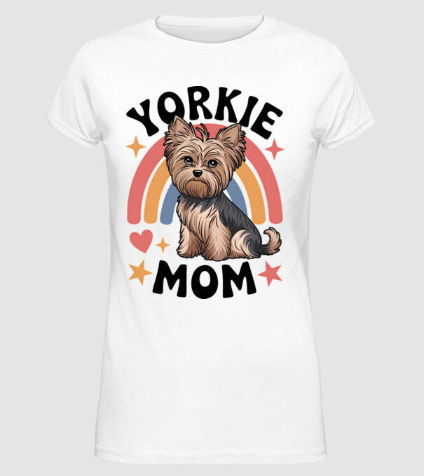 Yorkie Mom Alb model alb pe tricou