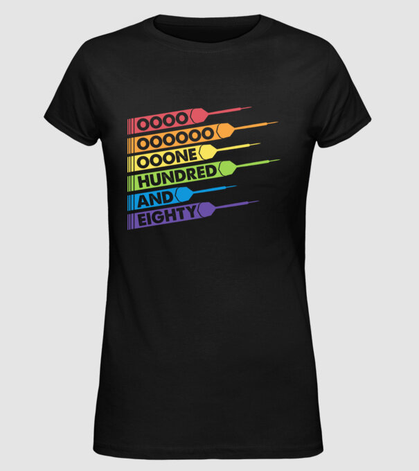 180 Darts Retro model negru pe tricou