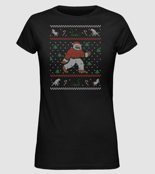 Ugly Sweater Yeti model negru pe tricou