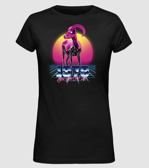 1979 Year of the Goat model negru pe tricou