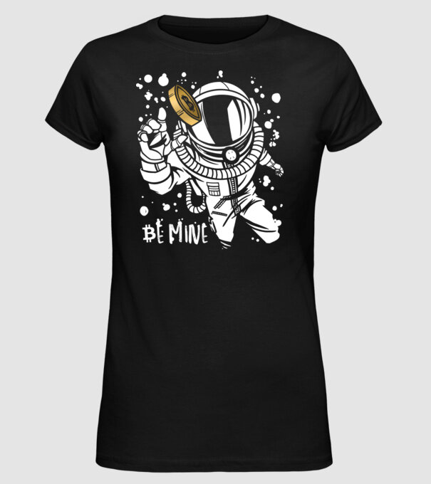 Bitcoin Astrounaut model negru pe tricou