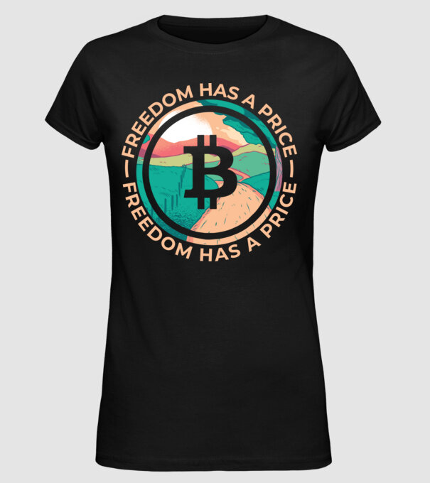 Libertatea are preț Bitcoin model negru pe tricou