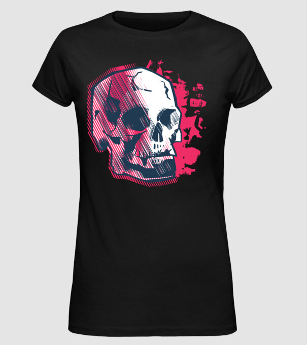 Craniu abstract model negru pe tricou