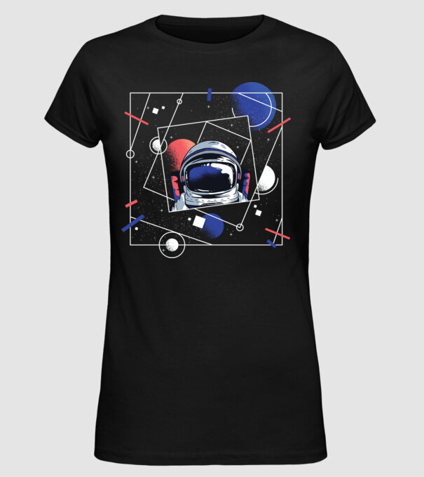 Astronaut univers abstract model negru pe tricou