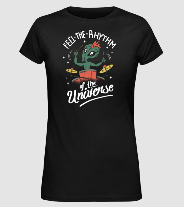 Alien baterist model negru pe tricou