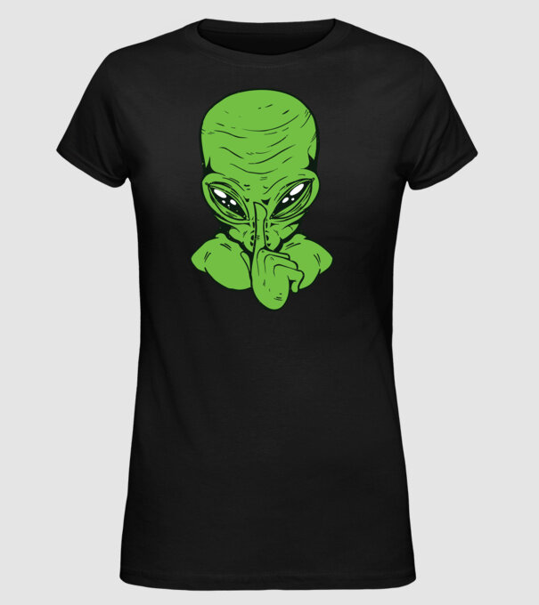 Alien Psst model negru pe tricou