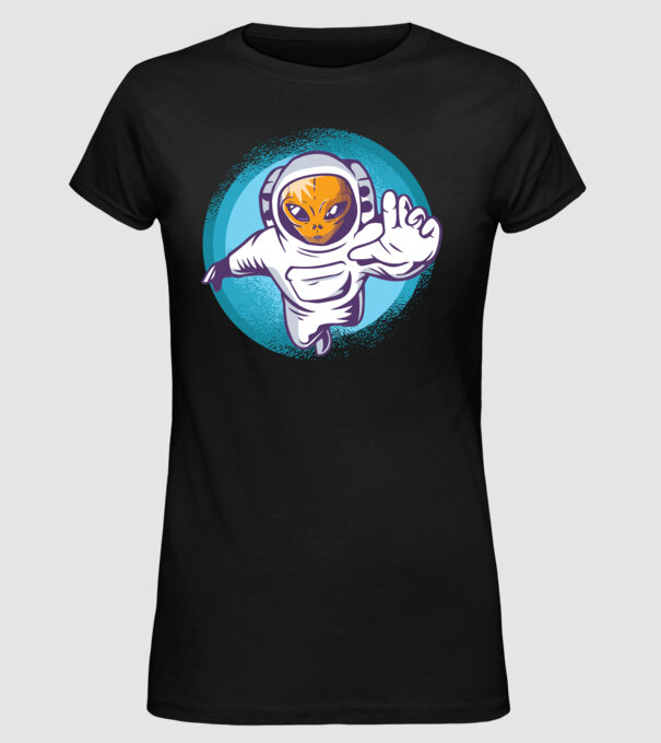 Alien Astronaut model negru pe tricou