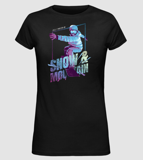 All I need is Snowboard model negru pe tricou