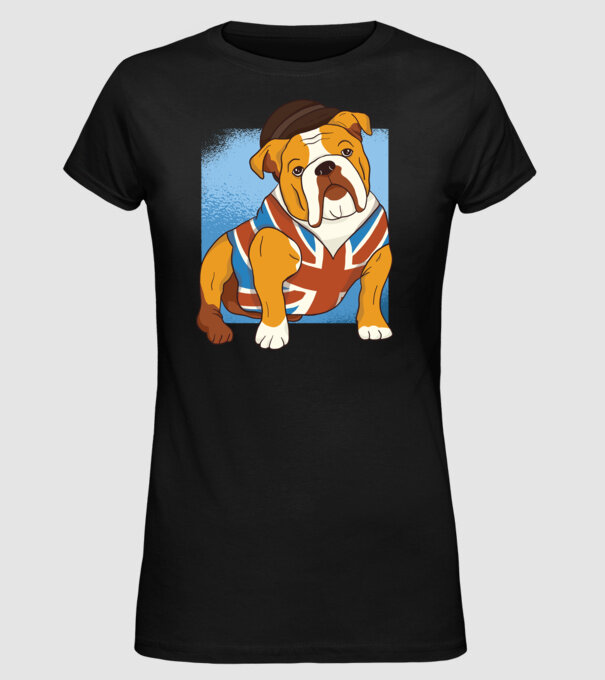 Bulldog englezesc model negru pe tricou