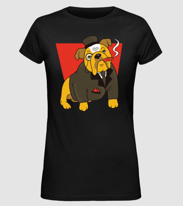 Bulldog englezesc cu trabuc model negru pe tricou