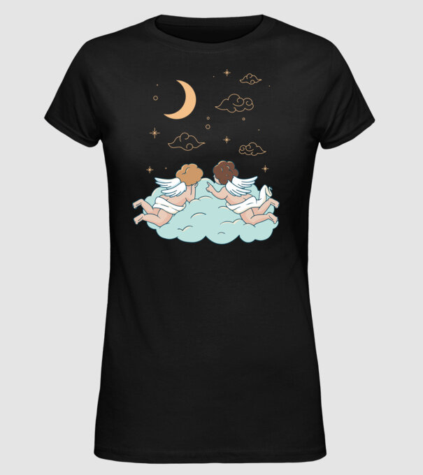 Îngeri model negru pe tricou