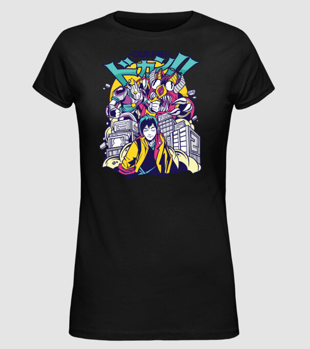 Anime Godzilla model negru pe tricou