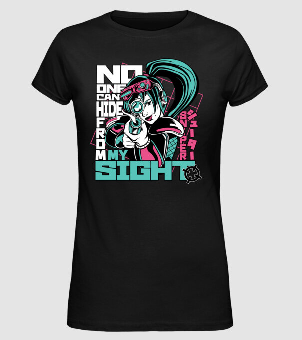 Anime Fată Lunetistă model negru pe tricou