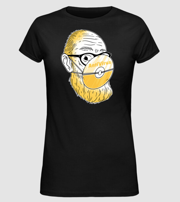 Antivirus model negru pe tricou