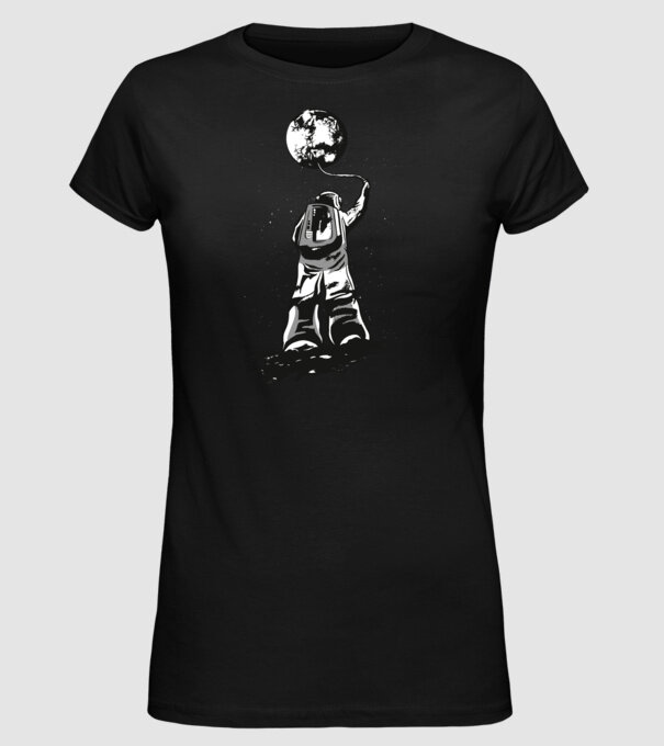 Astronaut Lună model negru pe tricou