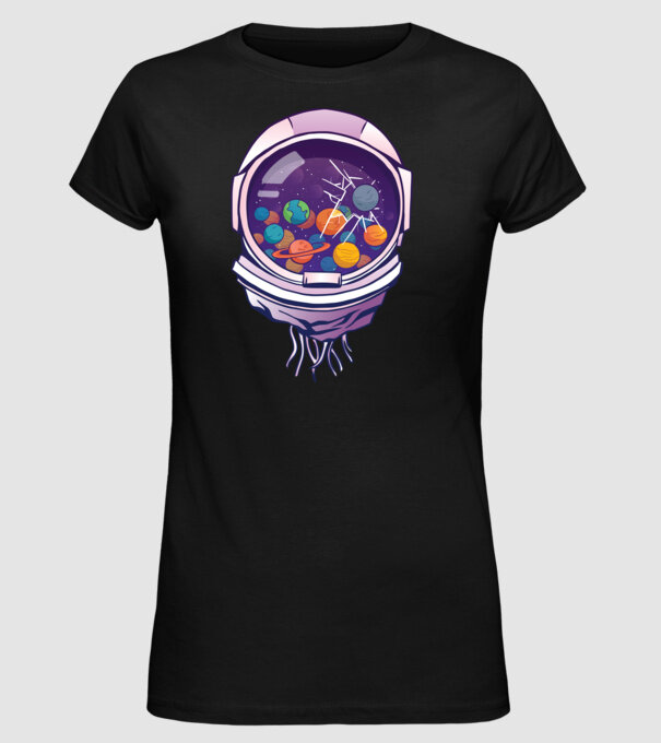 Cască de astronaut model negru pe tricou