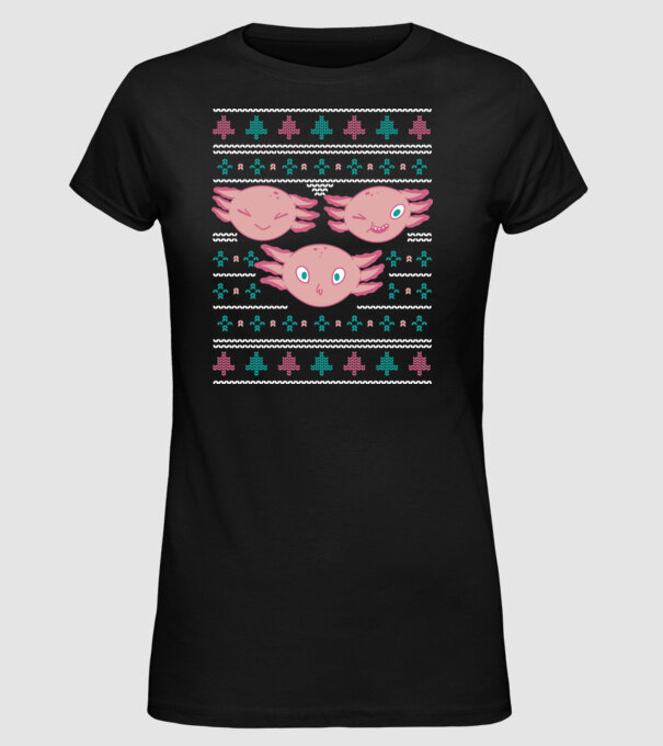 Pulover urât Axolotl model negru pe tricou