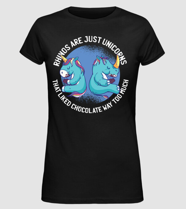 Rinocerul este, de asemenea, un unicorn model negru pe tricou