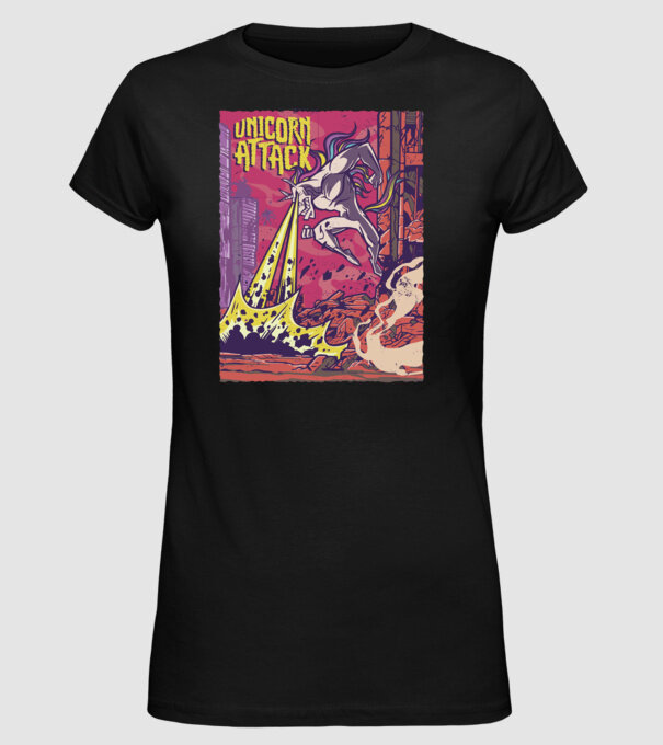 Atacul Unicornului model negru pe tricou