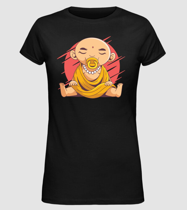 Baby Buddha cu suzetă tricou amuzant model negru pe tricou