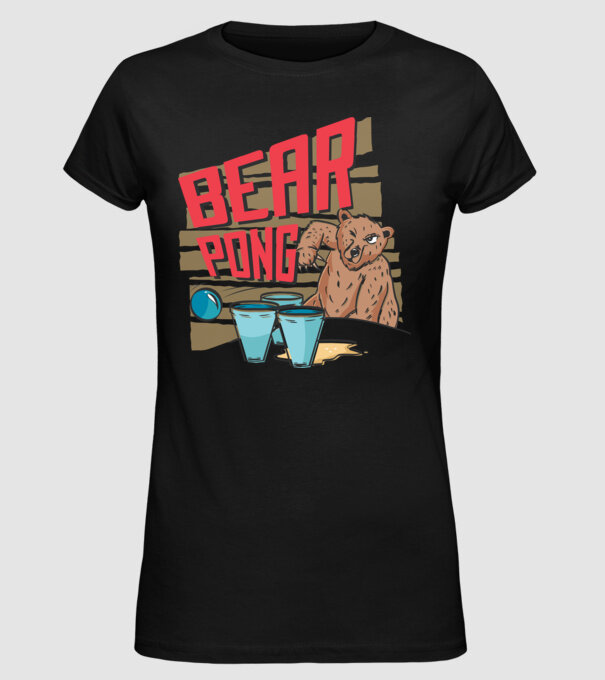 Bear Pong model negru pe tricou