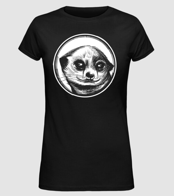 Pui de suricata model negru pe tricou