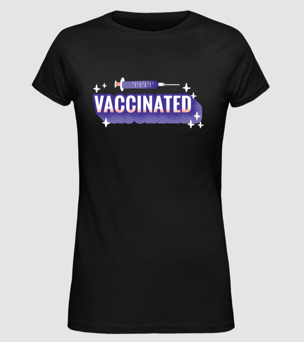 Vaccinat model negru pe tricou