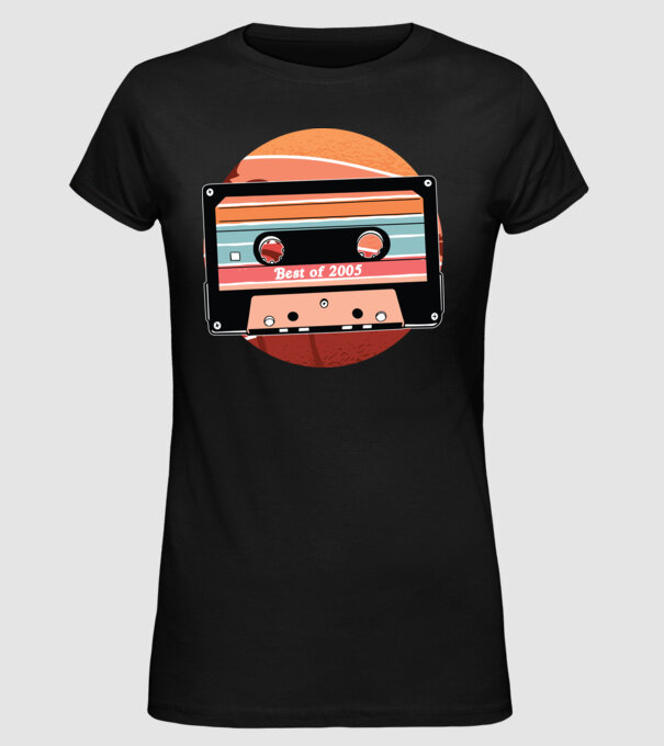 Best of 2005 retro Tape Birthday model negru pe tricou