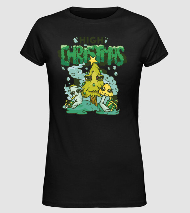 Crăciun drogat model negru pe tricou