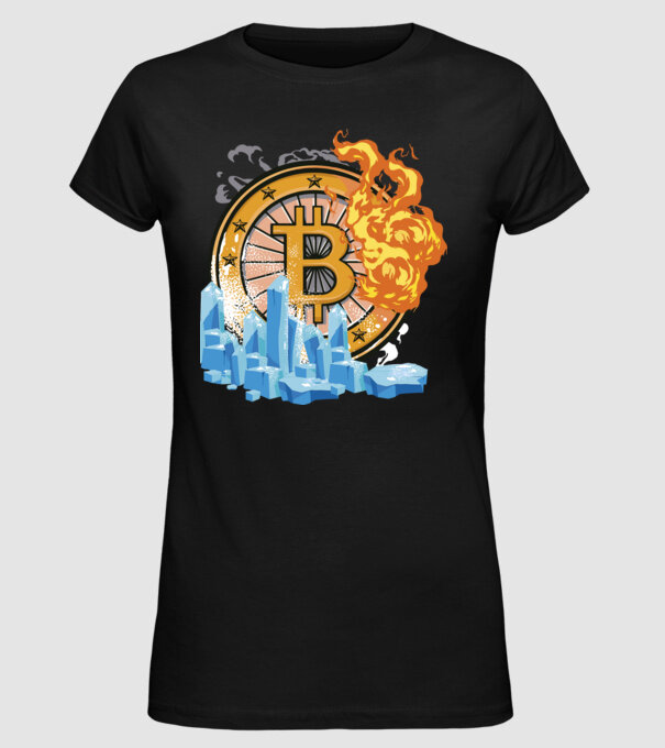 Logo Bitcoin model negru pe tricou