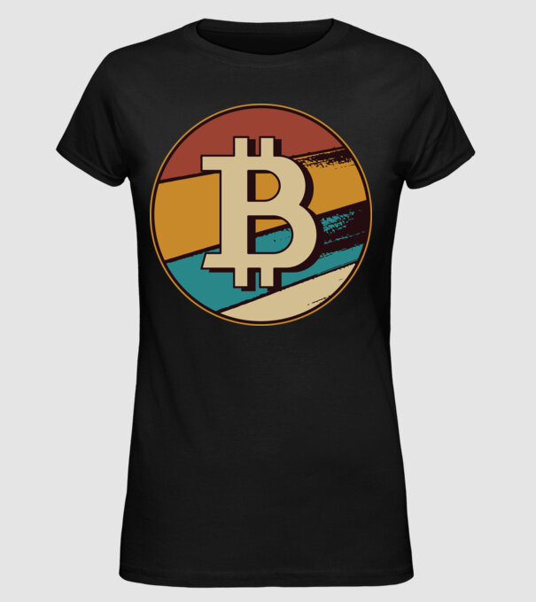 Bitcoin retro model negru pe tricou