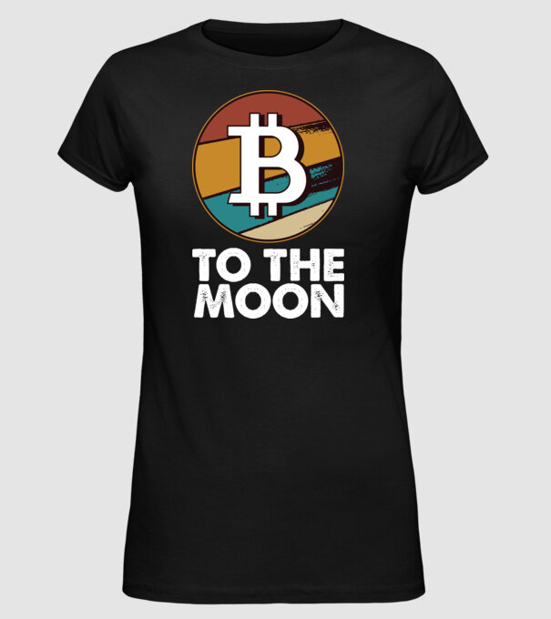 Bitcoin to the moon model negru pe tricou