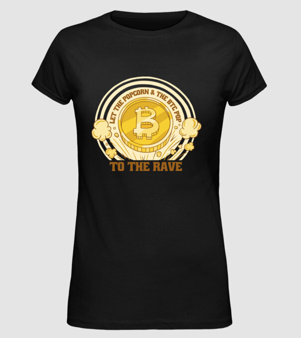 Bitcoin to the Rave model negru pe tricou