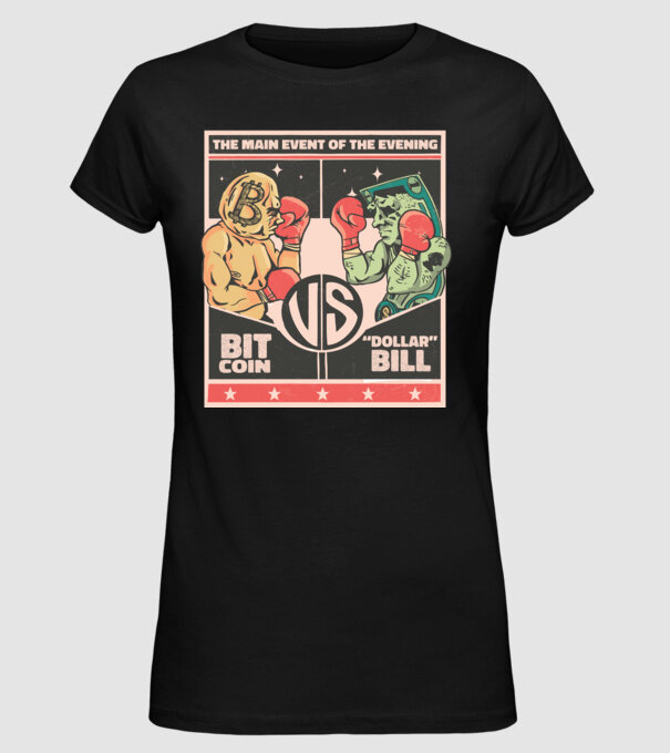 Bitcoin Vs Dolarul SUA model negru pe tricou
