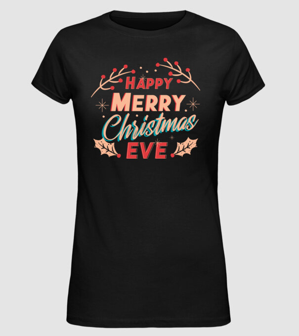 Crăciun Fericit model negru pe tricou