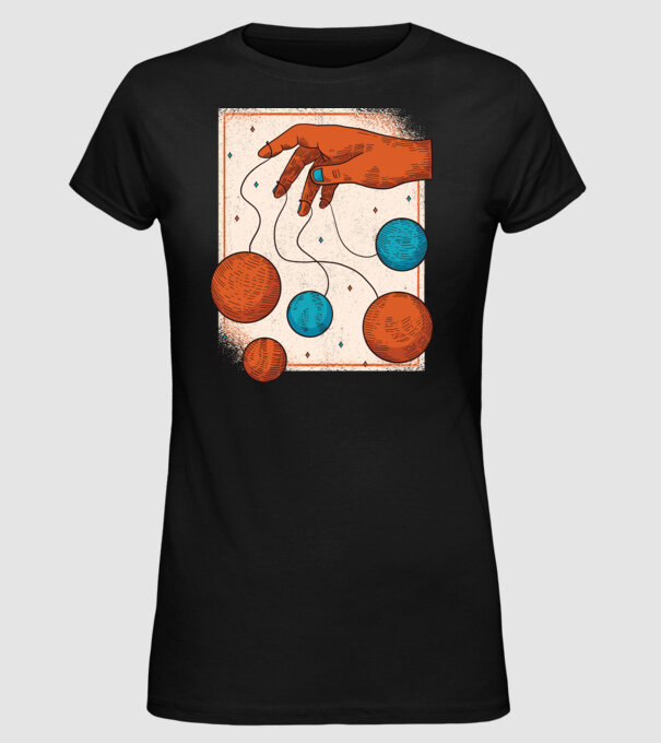 Planete model negru pe tricou