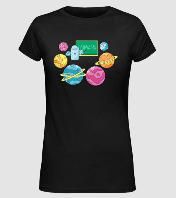 Învățarea planetelor model negru pe tricou
