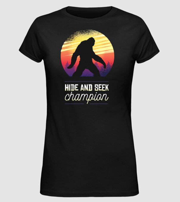 campion de-a v-ați ascunselea Yeti model negru pe tricou