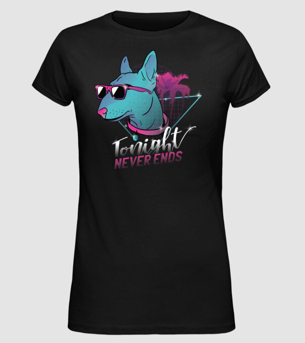 Bullterrier Neon Retro tricou amuzant model negru pe tricou