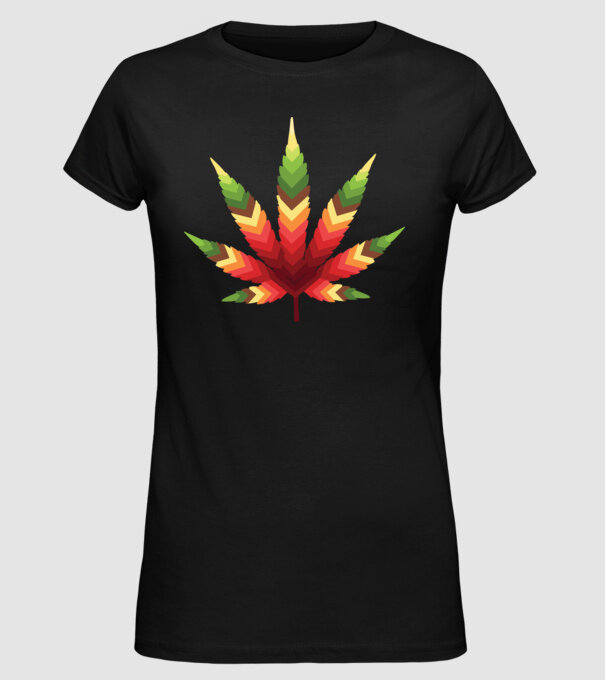 Frunză de canabis model negru pe tricou