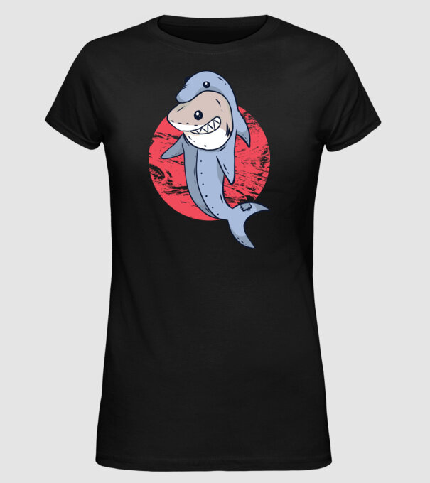 Rechin în costum de delfin model negru pe tricou