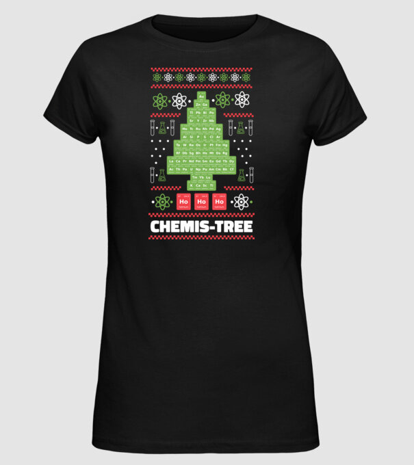 Chemis-tree pom de Crăciun model negru pe tricou