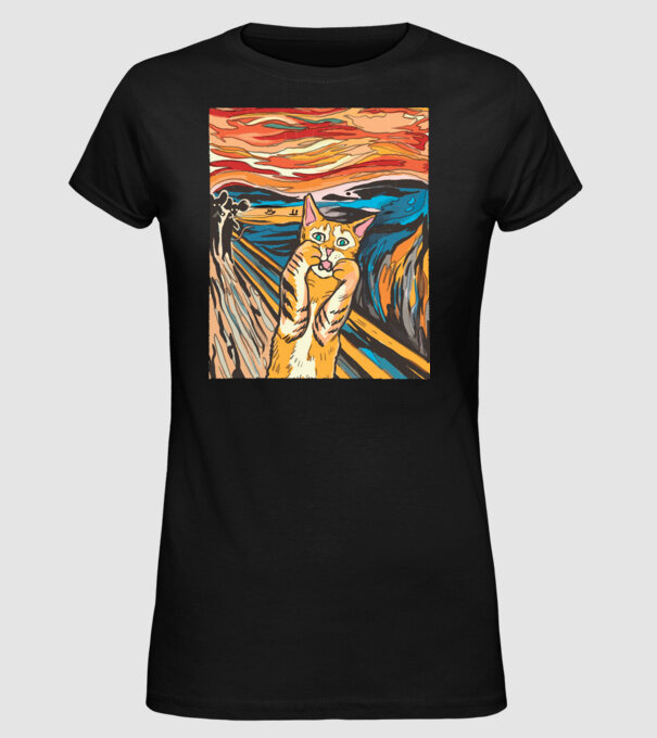 pictură Parodie Pisică model negru pe tricou