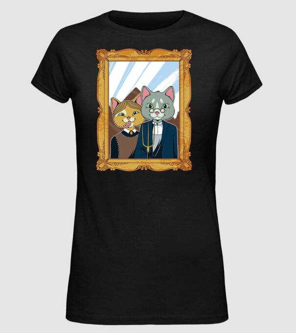Portret Pisică model negru pe tricou