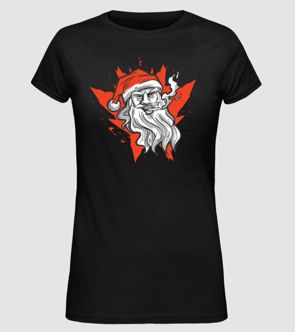 Moș Crăciun Fumător model negru pe tricou